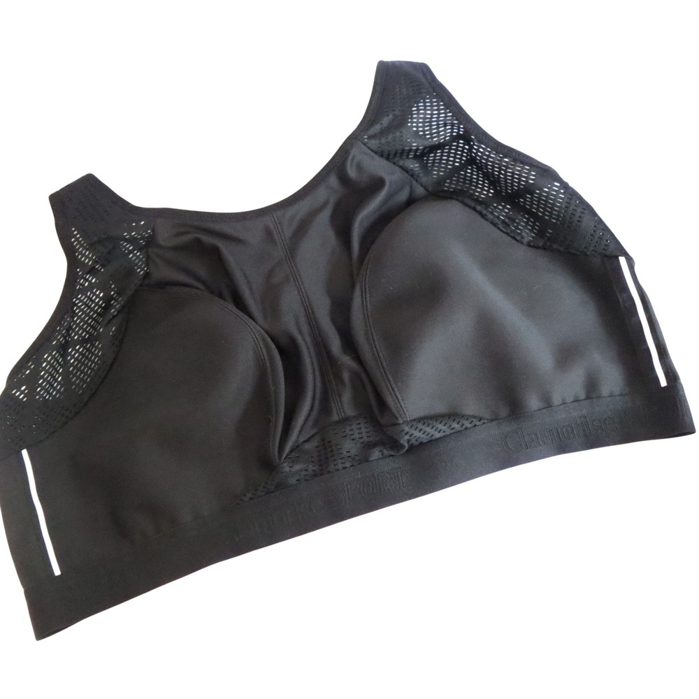 Women's Glamorise Sport Black High Impact Custom Control Sports Bra 46F 1068